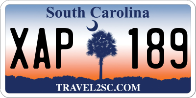 SC license plate XAP189