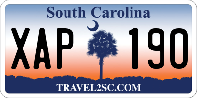 SC license plate XAP190