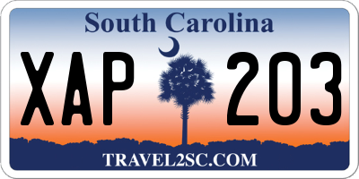 SC license plate XAP203