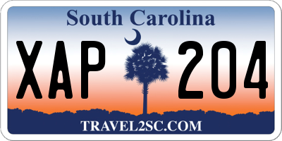 SC license plate XAP204