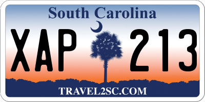 SC license plate XAP213