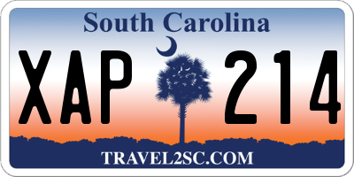 SC license plate XAP214