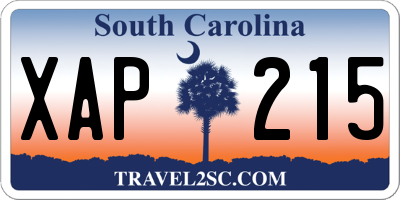 SC license plate XAP215
