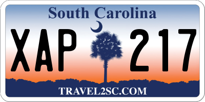 SC license plate XAP217