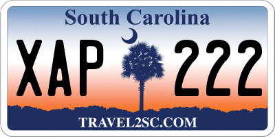 SC license plate XAP222