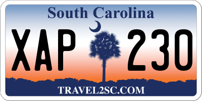 SC license plate XAP230