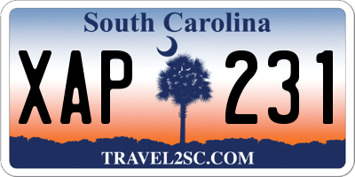 SC license plate XAP231