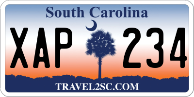 SC license plate XAP234