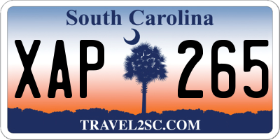 SC license plate XAP265