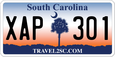 SC license plate XAP301