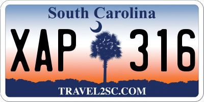 SC license plate XAP316