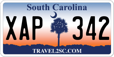 SC license plate XAP342