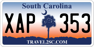 SC license plate XAP353
