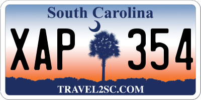 SC license plate XAP354