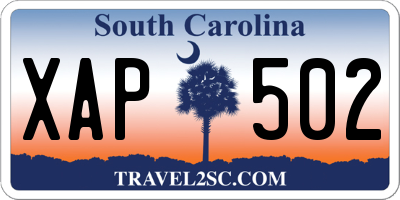 SC license plate XAP502