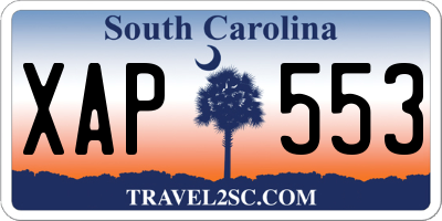 SC license plate XAP553
