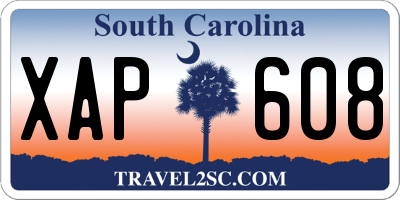 SC license plate XAP608
