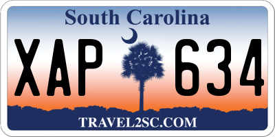 SC license plate XAP634