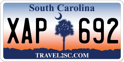 SC license plate XAP692
