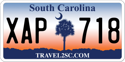 SC license plate XAP718