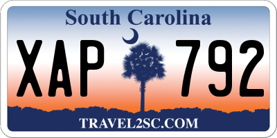 SC license plate XAP792