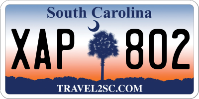 SC license plate XAP802