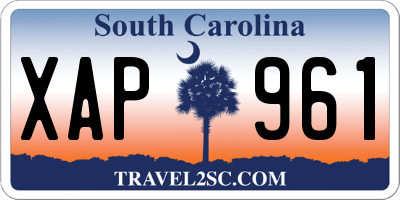 SC license plate XAP961