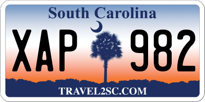 SC license plate XAP982