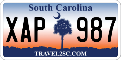 SC license plate XAP987