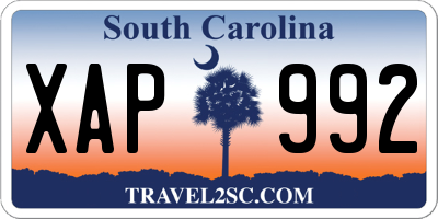 SC license plate XAP992
