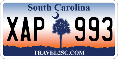 SC license plate XAP993