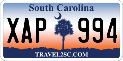 SC license plate XAP994