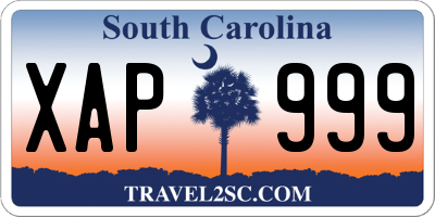SC license plate XAP999