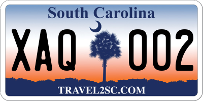 SC license plate XAQ002