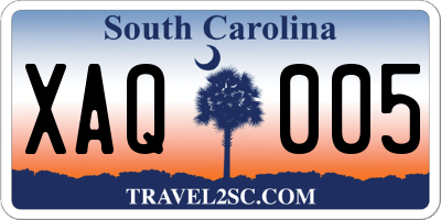 SC license plate XAQ005