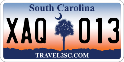 SC license plate XAQ013