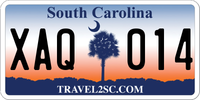 SC license plate XAQ014