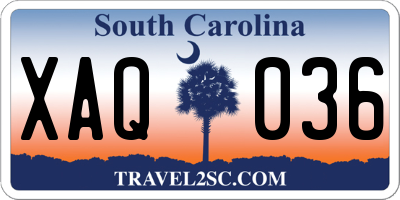 SC license plate XAQ036