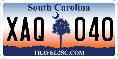 SC license plate XAQ040