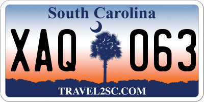 SC license plate XAQ063