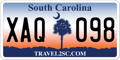 SC license plate XAQ098