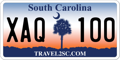 SC license plate XAQ100