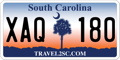 SC license plate XAQ180
