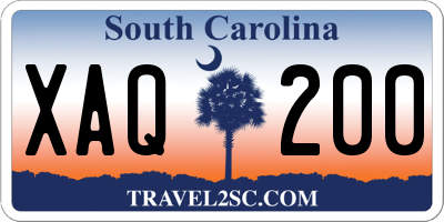 SC license plate XAQ200