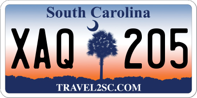 SC license plate XAQ205