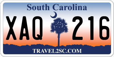 SC license plate XAQ216