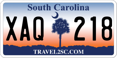 SC license plate XAQ218