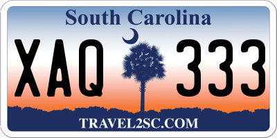 SC license plate XAQ333