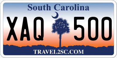 SC license plate XAQ500