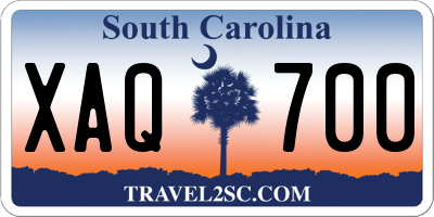 SC license plate XAQ700